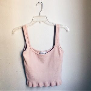 Zara Pink Ruffles Trim Tank Top